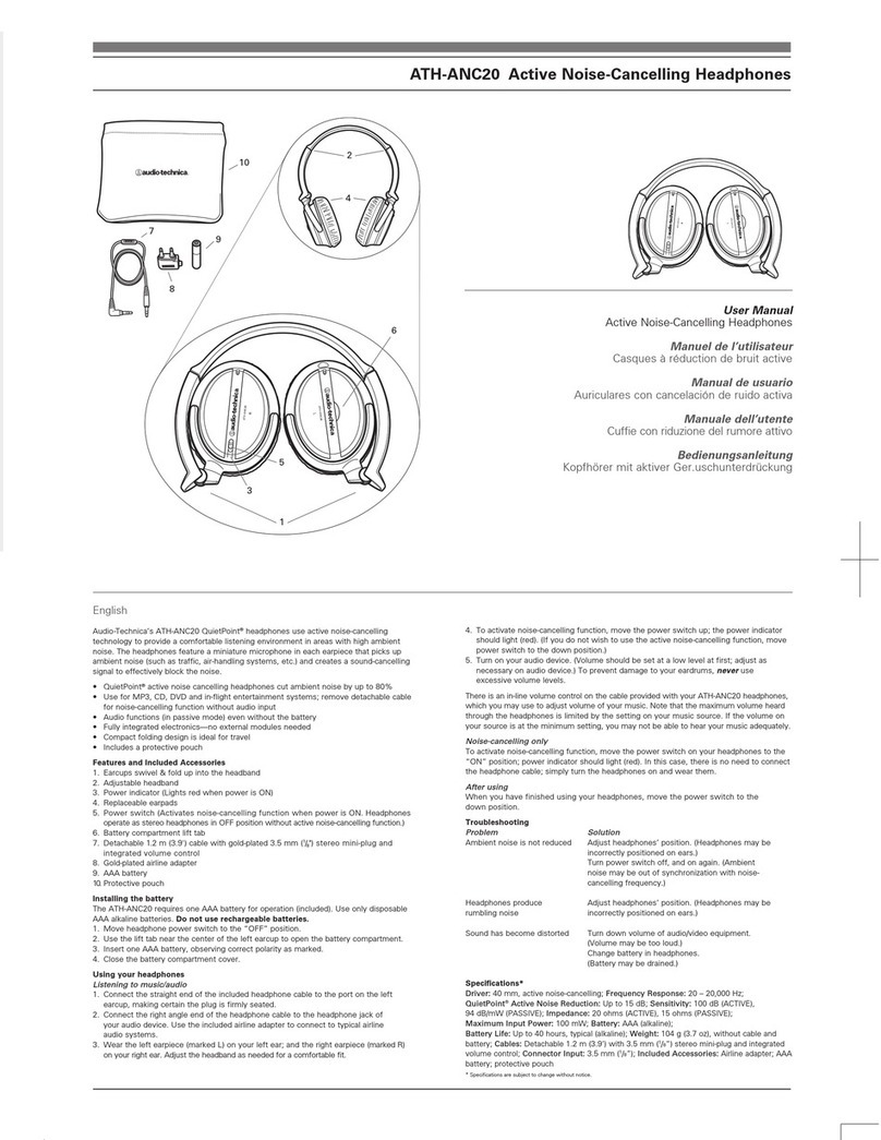 Audio Technica ATH-ANC20 user manual