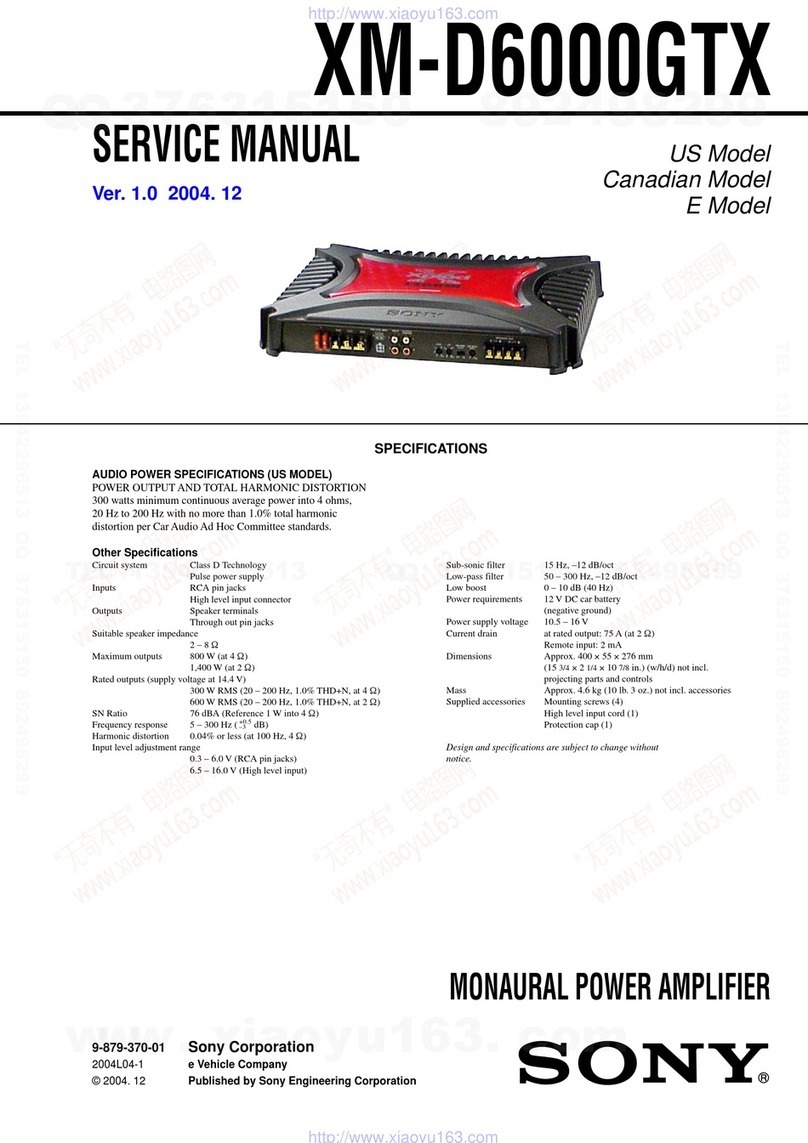 Sony XM-D6000GTX - Car Monaural Power Amplifier User manual