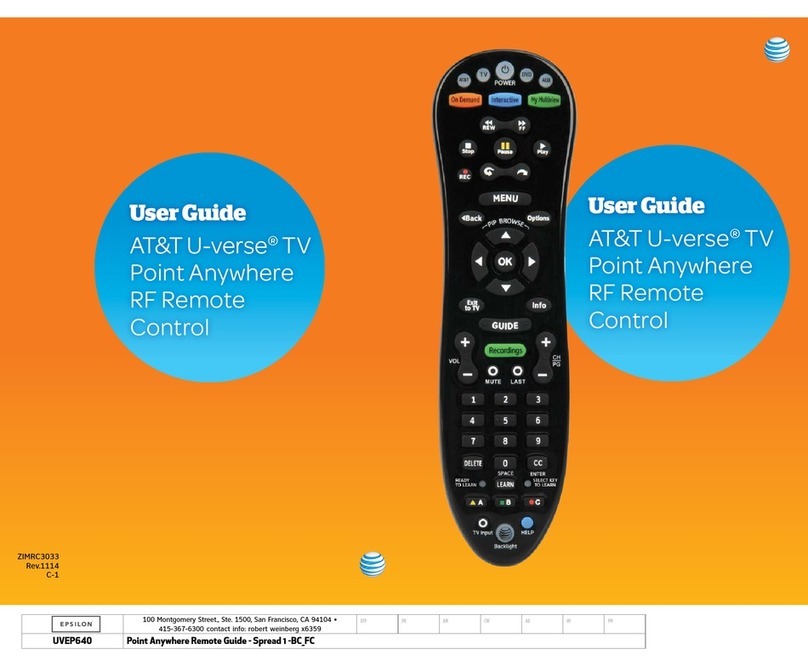 AT&T U-verse Point Anywhere RF Remote Control User manual