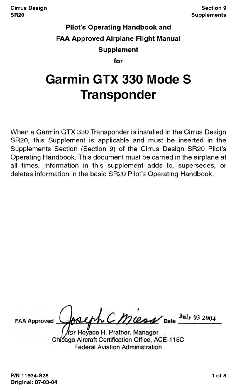 Garmin GTX 330 Mode S Pilot's operating handbook and faa approved airplane flight manual