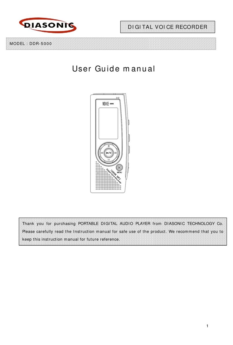 Diasonic DIGITAL VOICE RECORDER MODEL : DDR-5000 User manual Diasonic DIGITAL VOICE RECORDER MODEL : DDR-5000 User manual