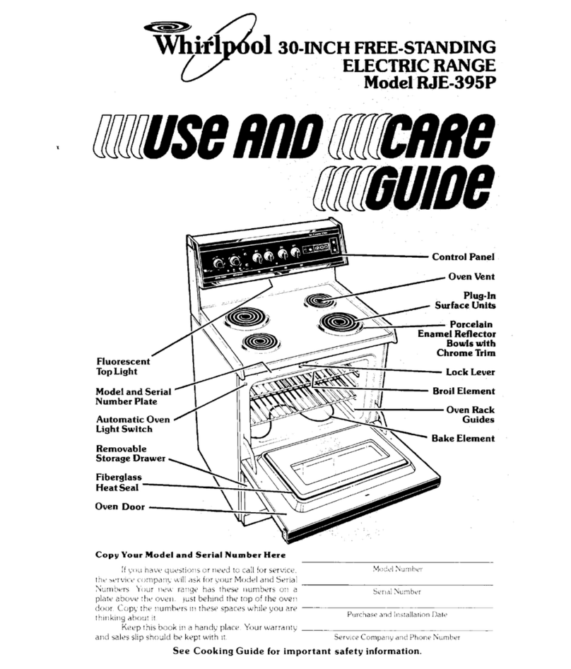 Whirlpool RJE-395P Use and care guide