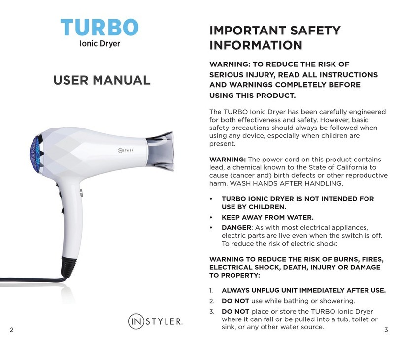 InStyler TURBO Ionic Dryer User manual