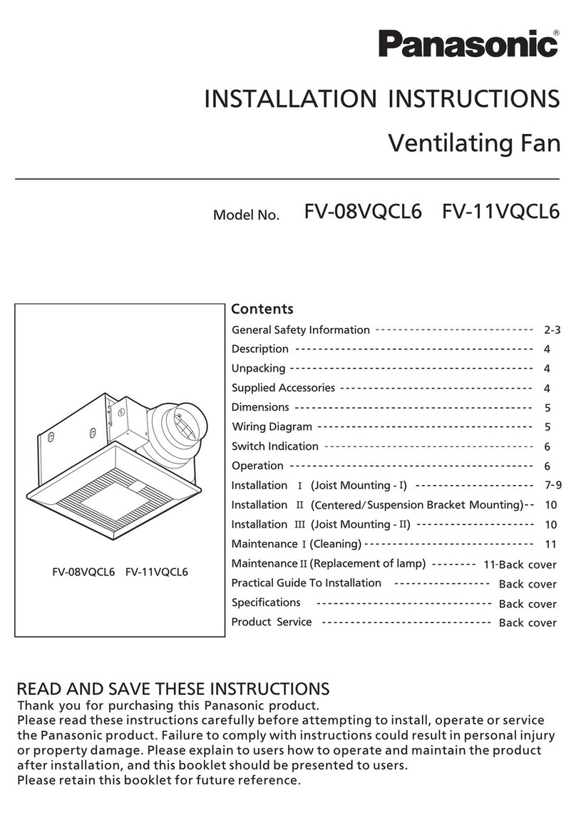 Panasonic WhisperSense FV-08VQCL6 User manual