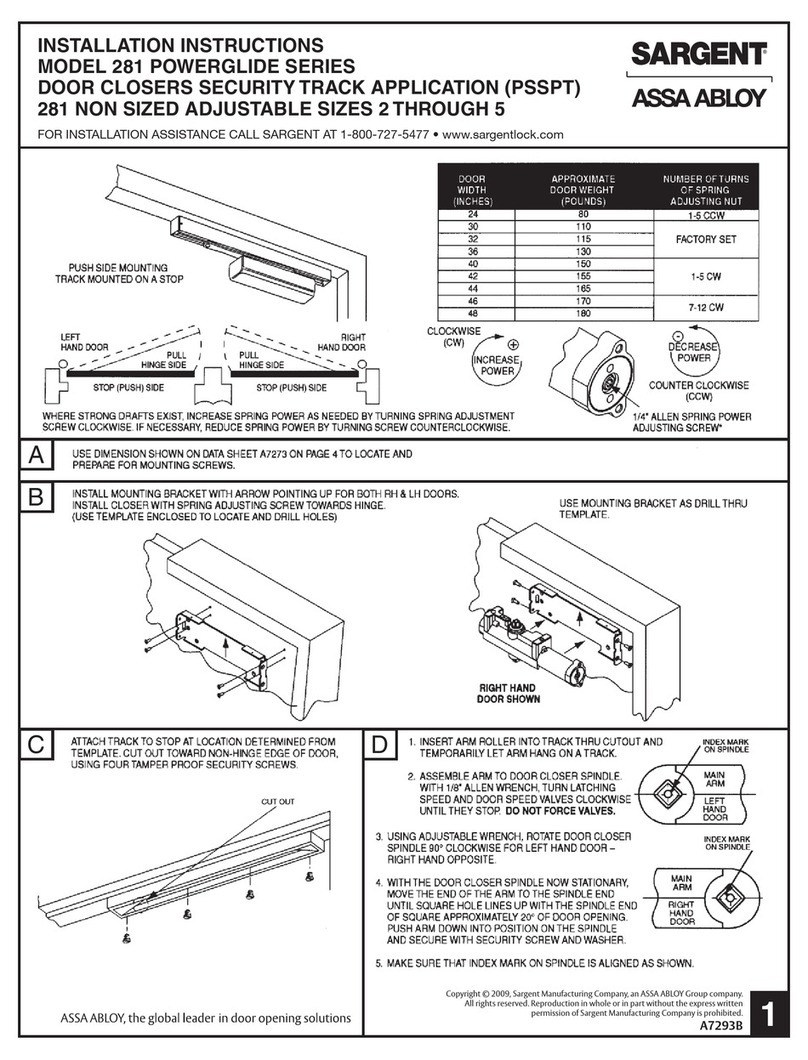 Sargent POWERGLIDE 281 installation instructions