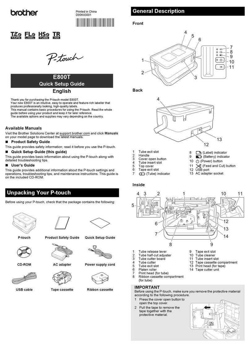 Brother P-touch E800T User manual
