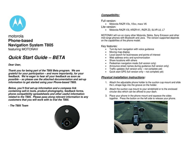 Motorola MOTONAV T805 User manual