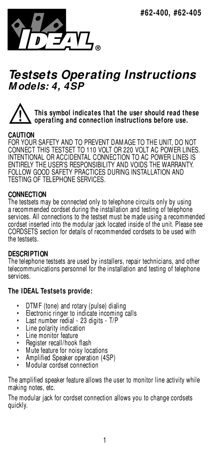 IDEAL Super Series 4 User manual