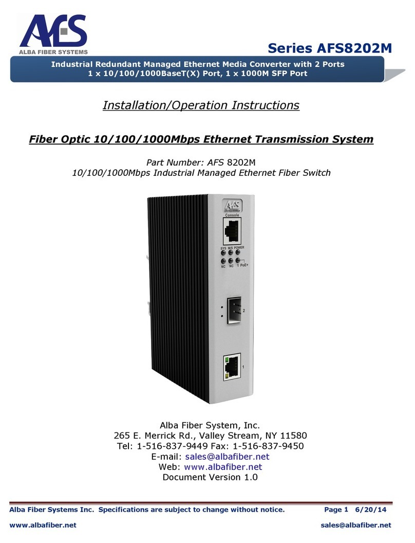 Alba Fiber Systems AFS8202M Series Installation & operation instructions