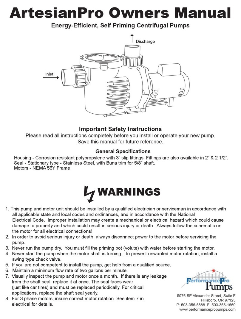 PerformancePro Pumps ArtesianPro owner's manual