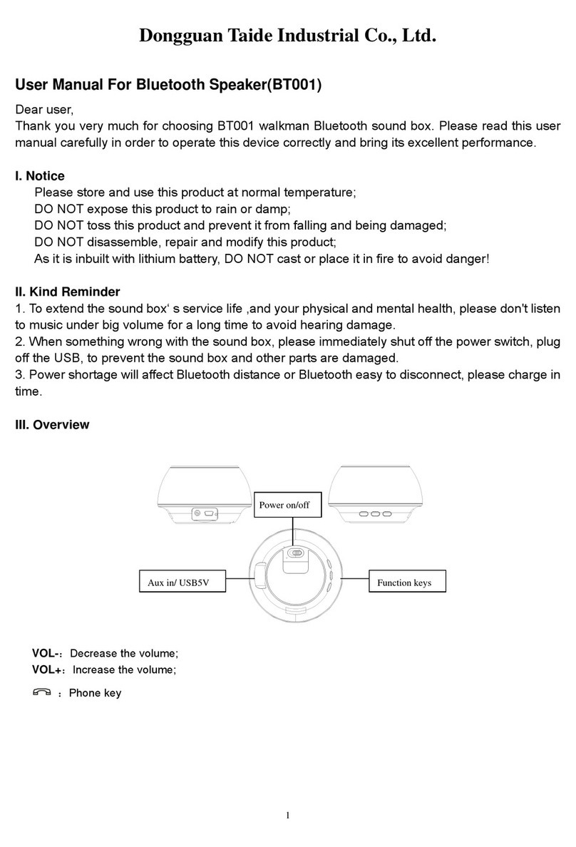 Dongguan Taide Industrial Co. BT001 user manual
