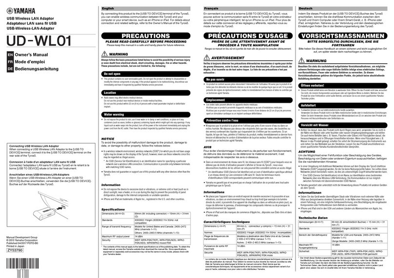 Yamaha UD-WL01 owner's manual