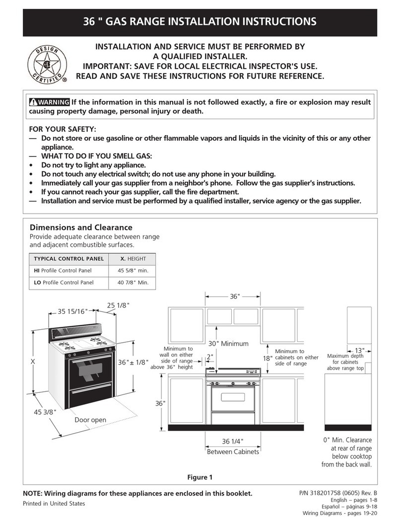Frigidaire TGF657BF installation instructions