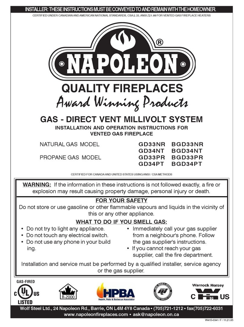 Napoleon GD33NR Installation and operation instructions