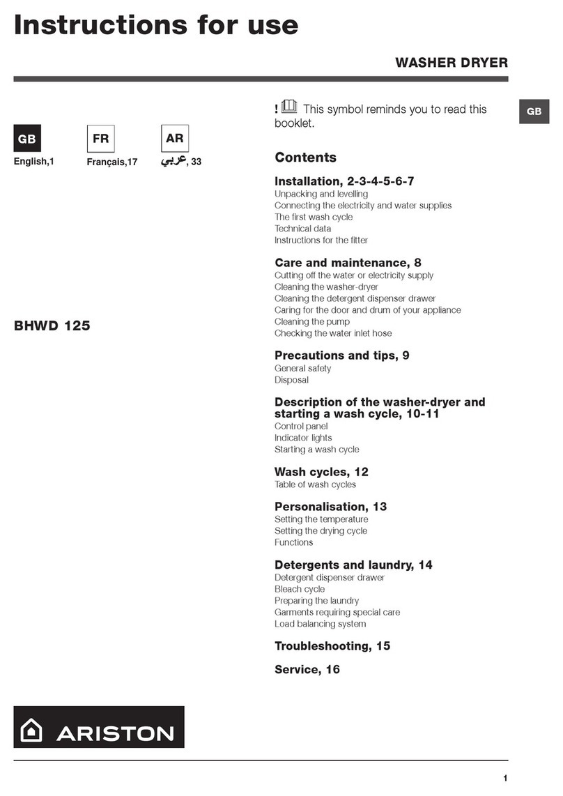 Hotpoint BHWD 125 User manual