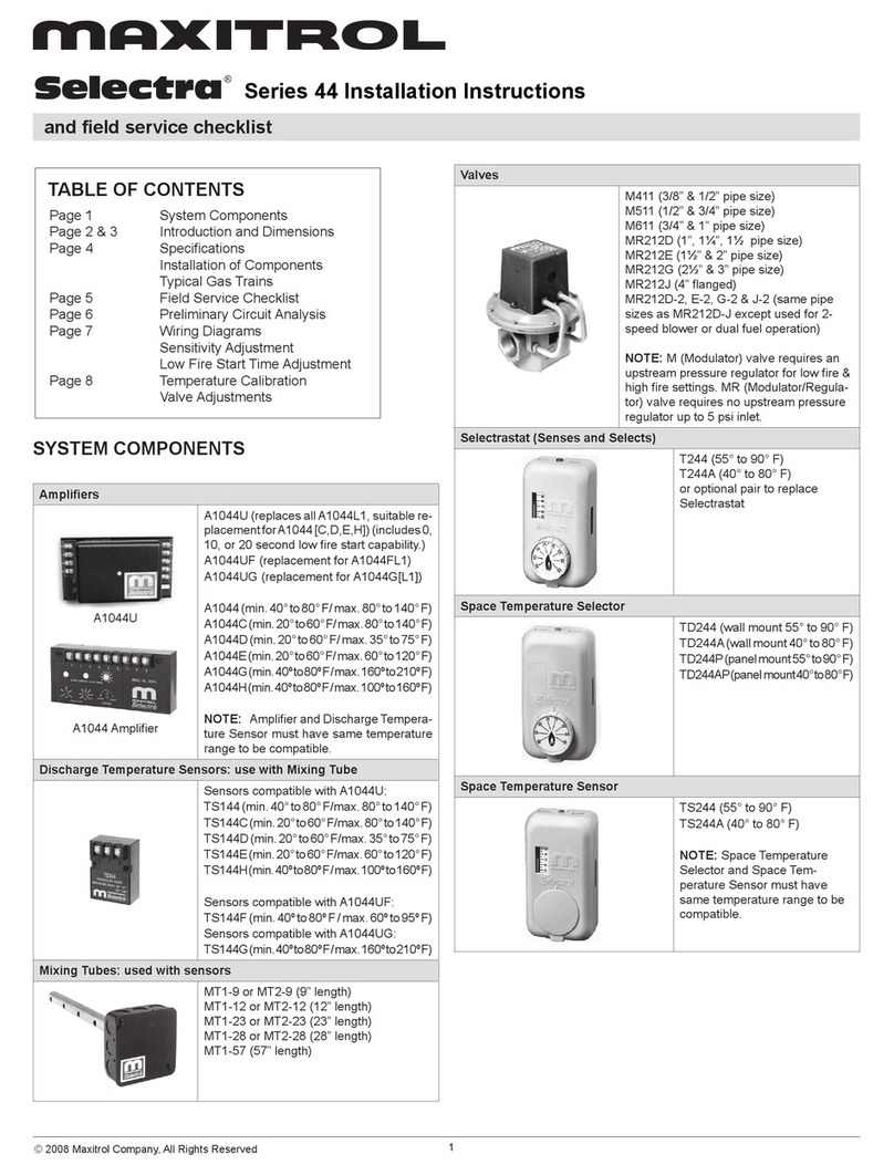 Maxitrol Selectra installation instructions Maxitrol Selectra installation instructions