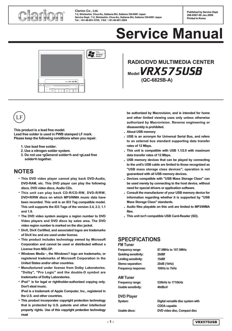 Clarion VRX575USB Service manual