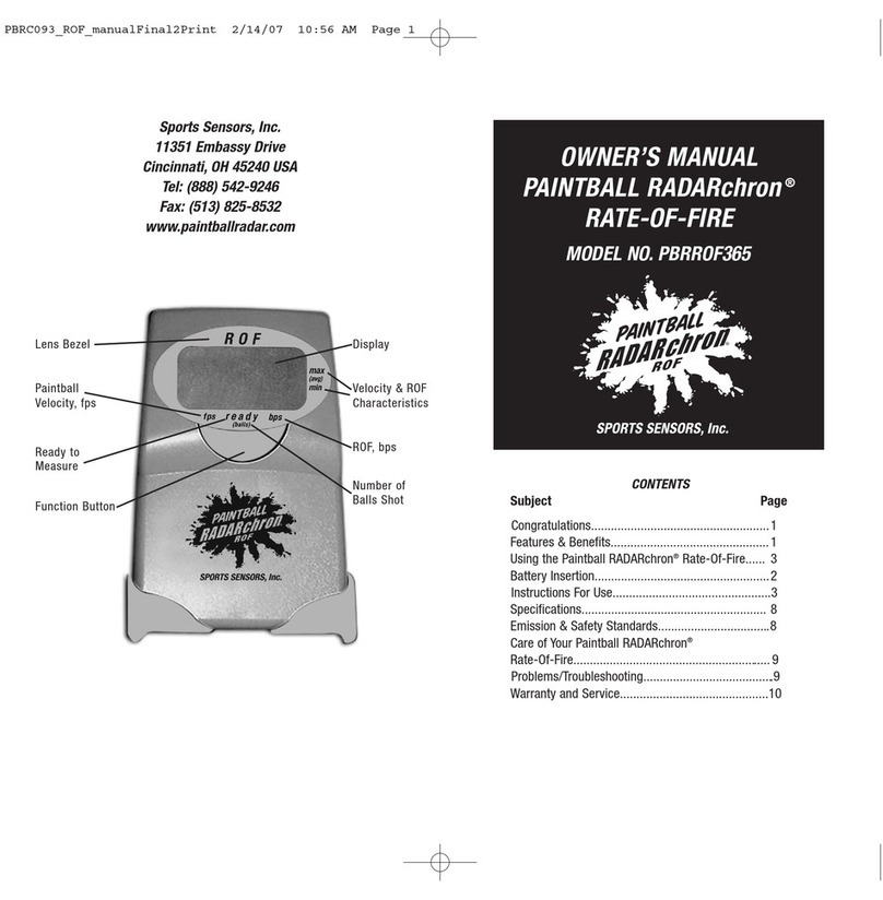 Sports Sensors PBRROF365 owner's manual