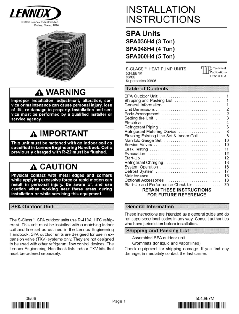Lennox SPA036H4 User manual