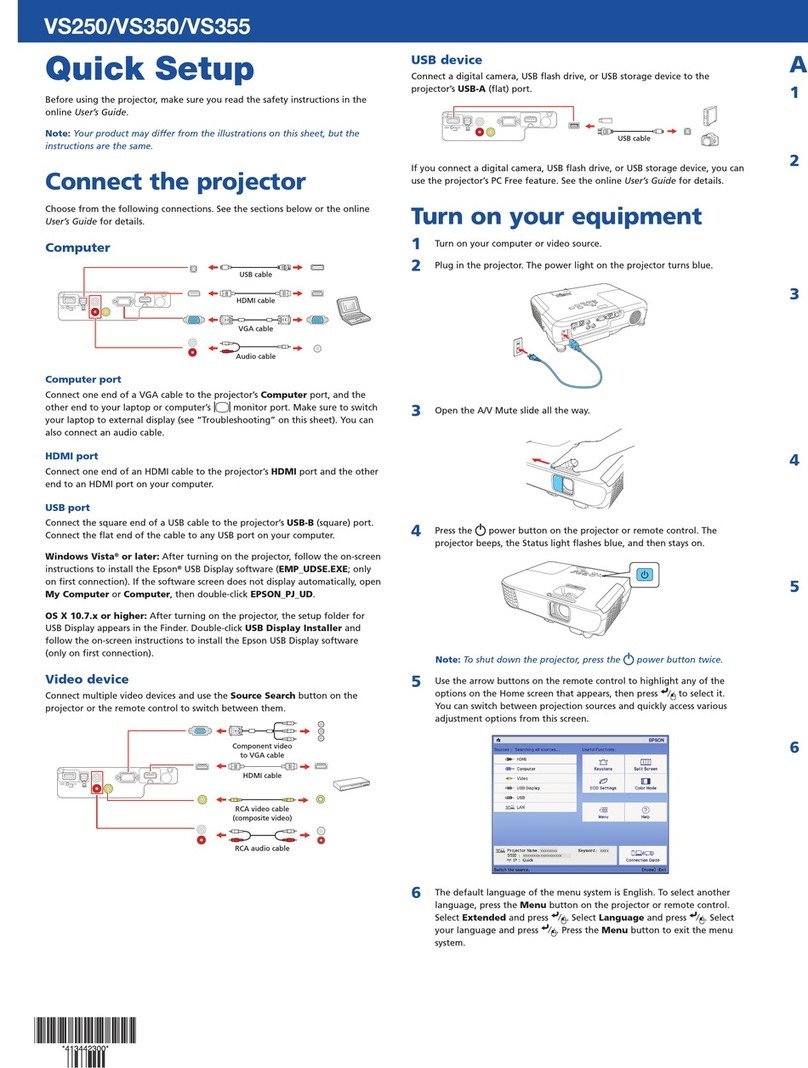 Epson VS250 Specification sheet