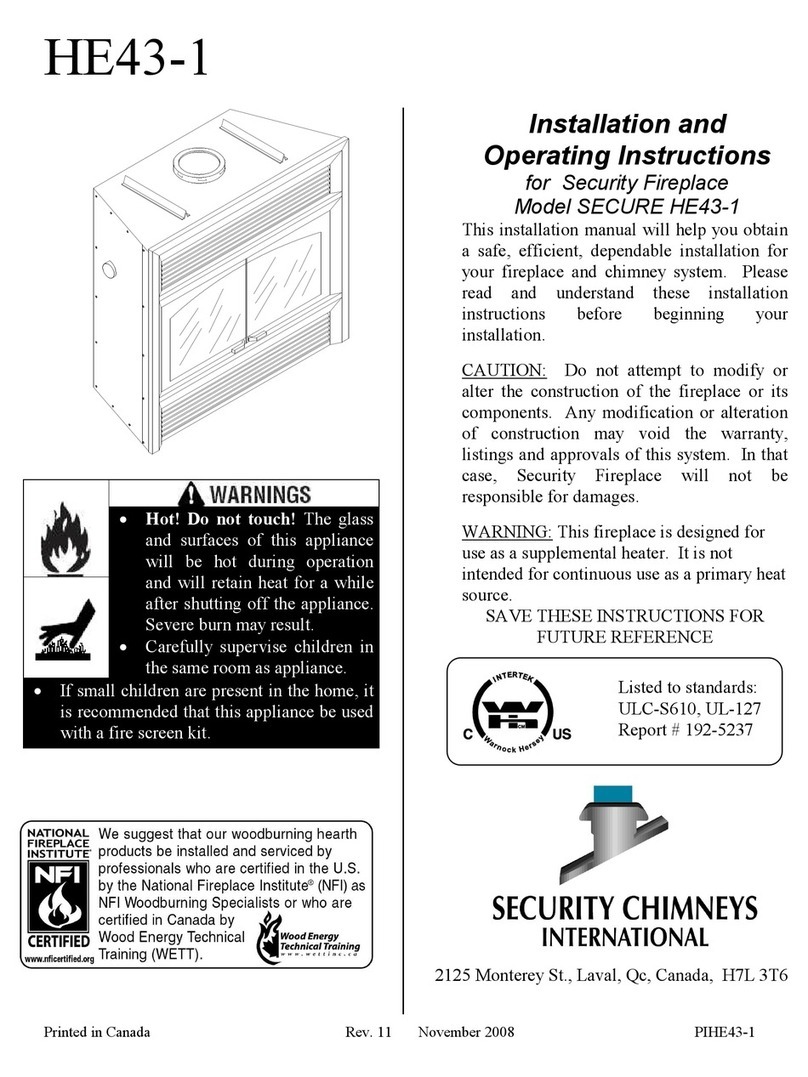 Security Chimneys International SECURE HE43-1 Installation and operating instructions