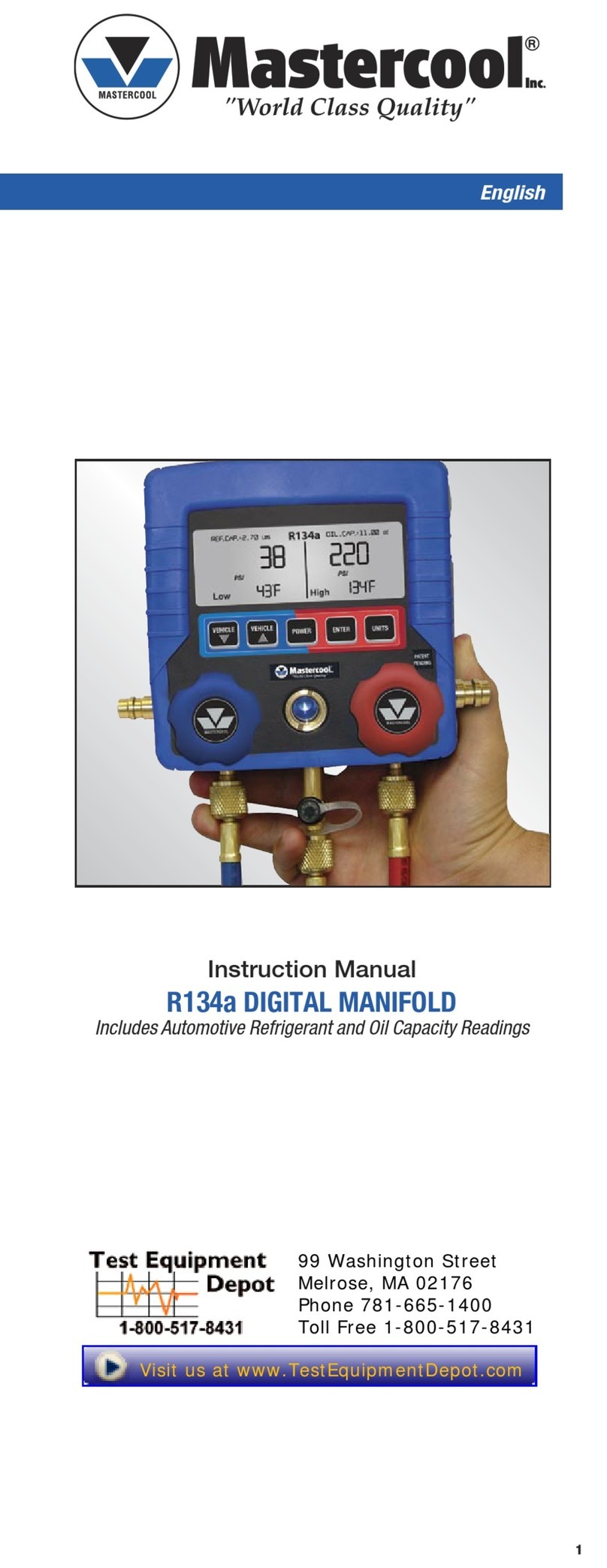 Master cool R134a instruction manual
