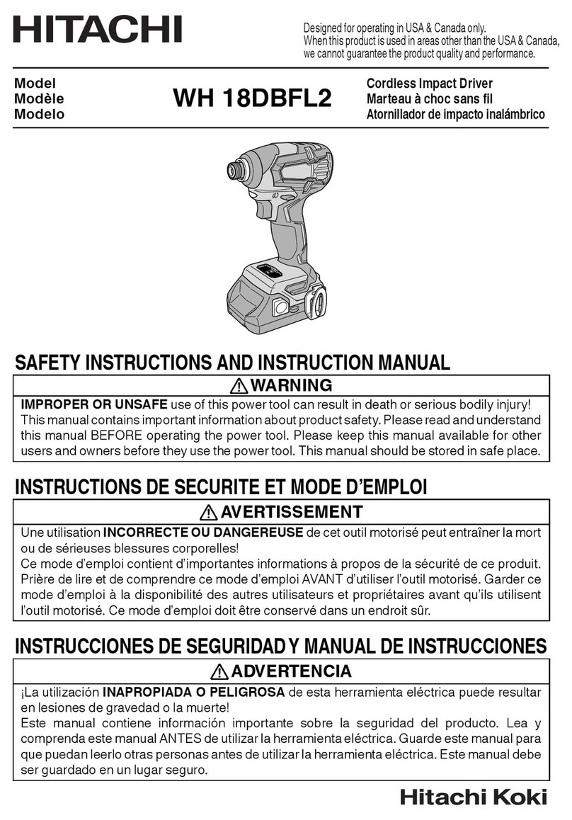 Hitachi WH 18DBFL2 Safety and instruction manual