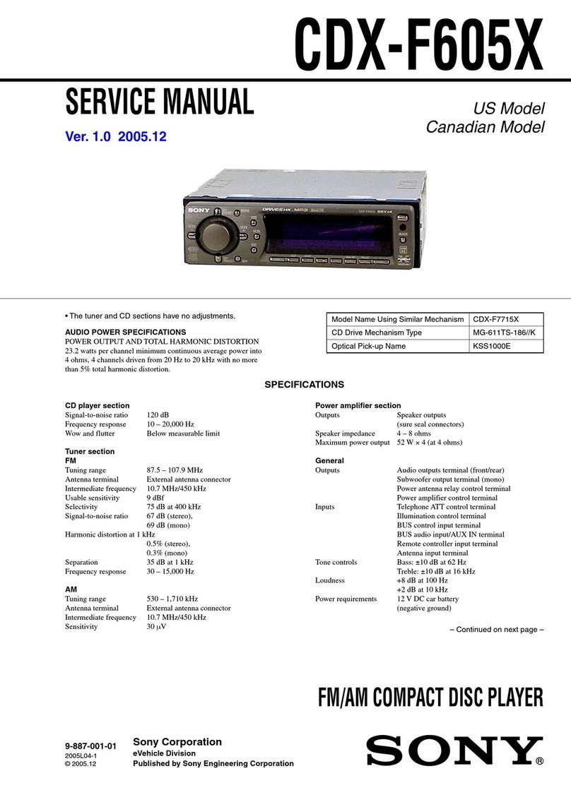Sony CDX-F605X - Fm/am Compact Disc Player Service manual