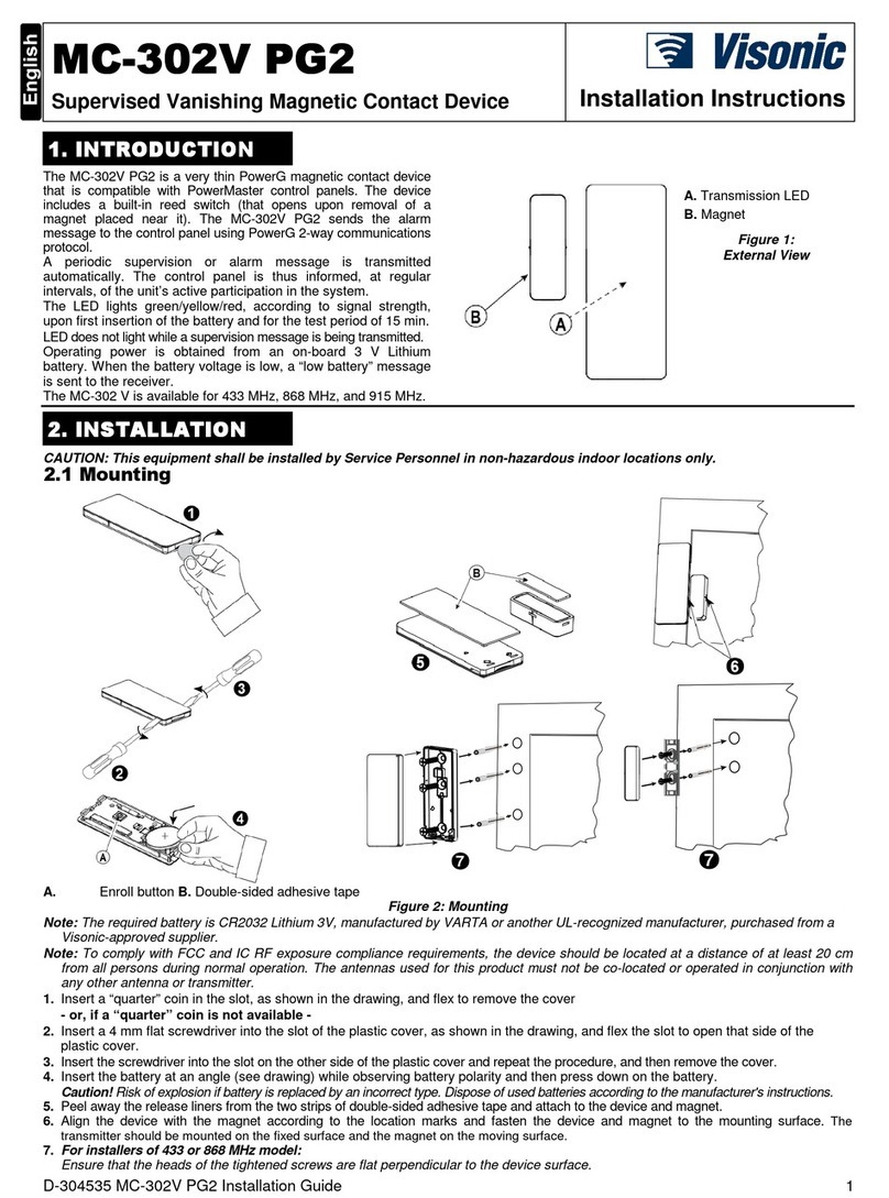 Visonic MC-302V PG2 installation instructions