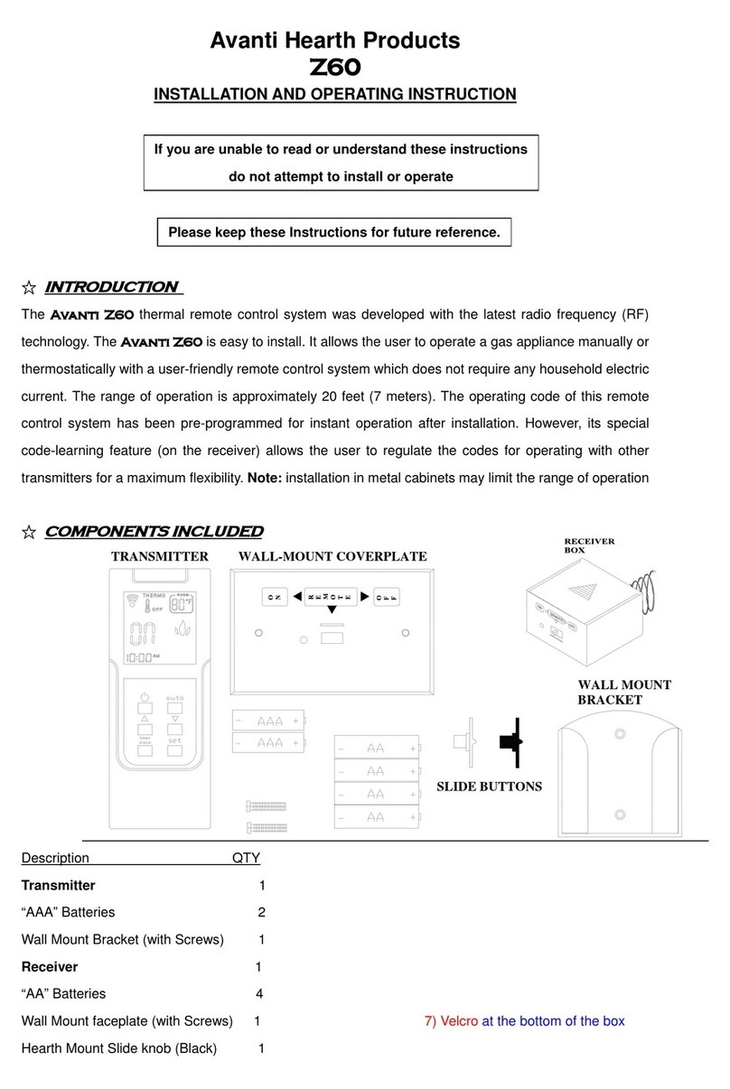 Avanti Z60 Installation and operating instruction Avanti Z60 Installation and operating instruction