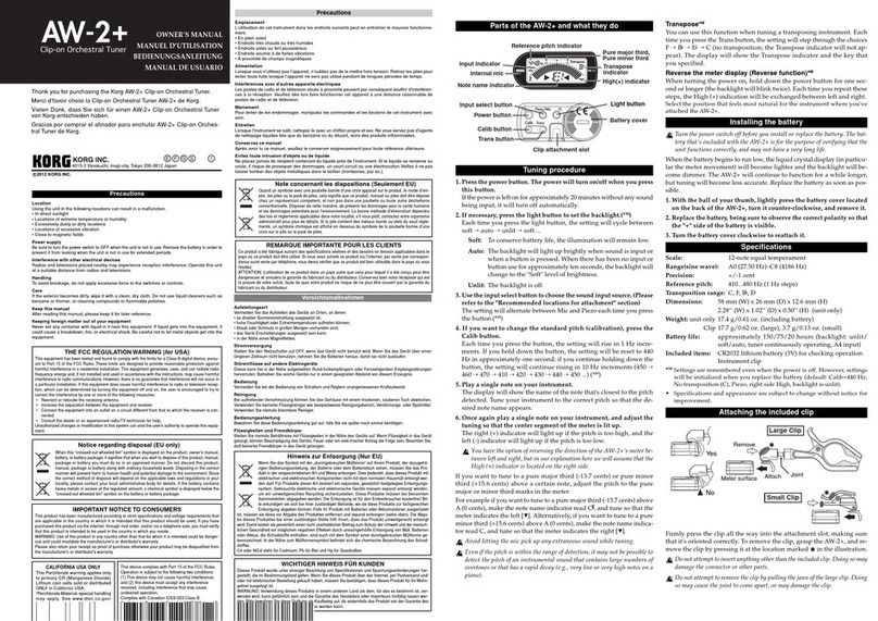 Korg AW-2 Plus User manual