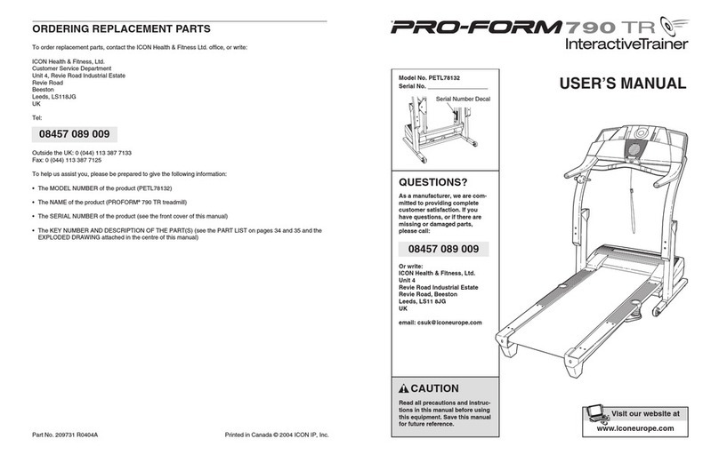 Pro-Form 790tr Treadmill User manual