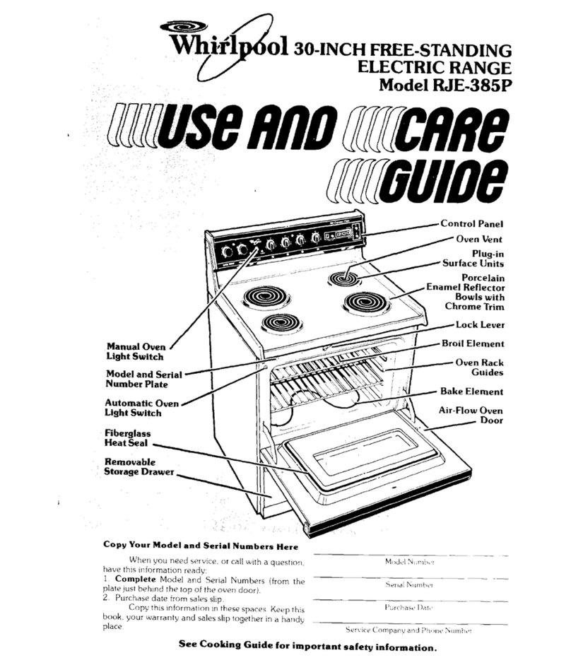 Whirlpool RJE-385P Use and care guide