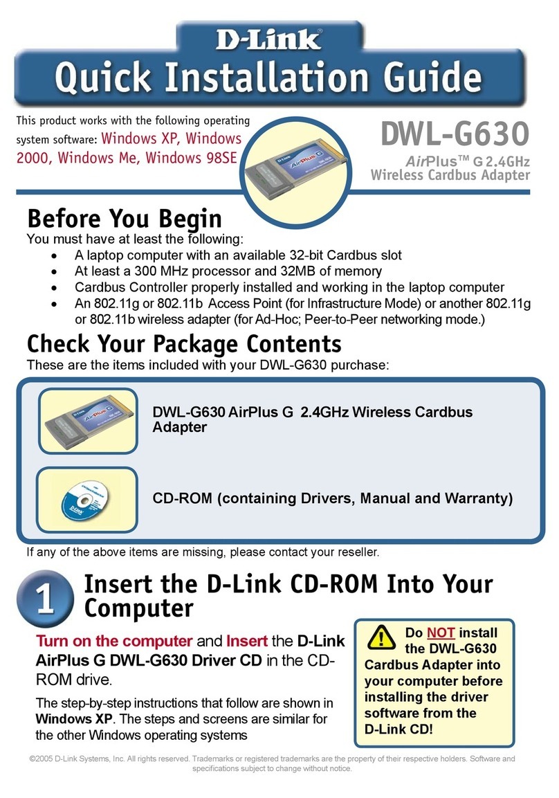 D-Link DWL-G630 - AirPlus G 802.11g Wireless PC... User manual D-Link DWL-G630 - AirPlus G 802.11g Wireless PC... User manual