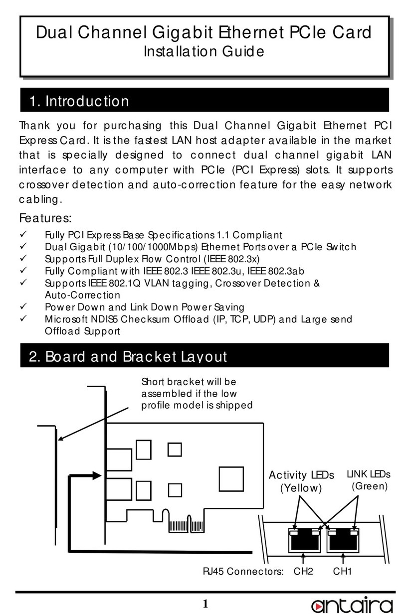 ANTAIRA Dual Channel Gigabit Ethernet PCIe Card installation guide ANTAIRA Dual Channel Gigabit Ethernet PCIe Card installation guide