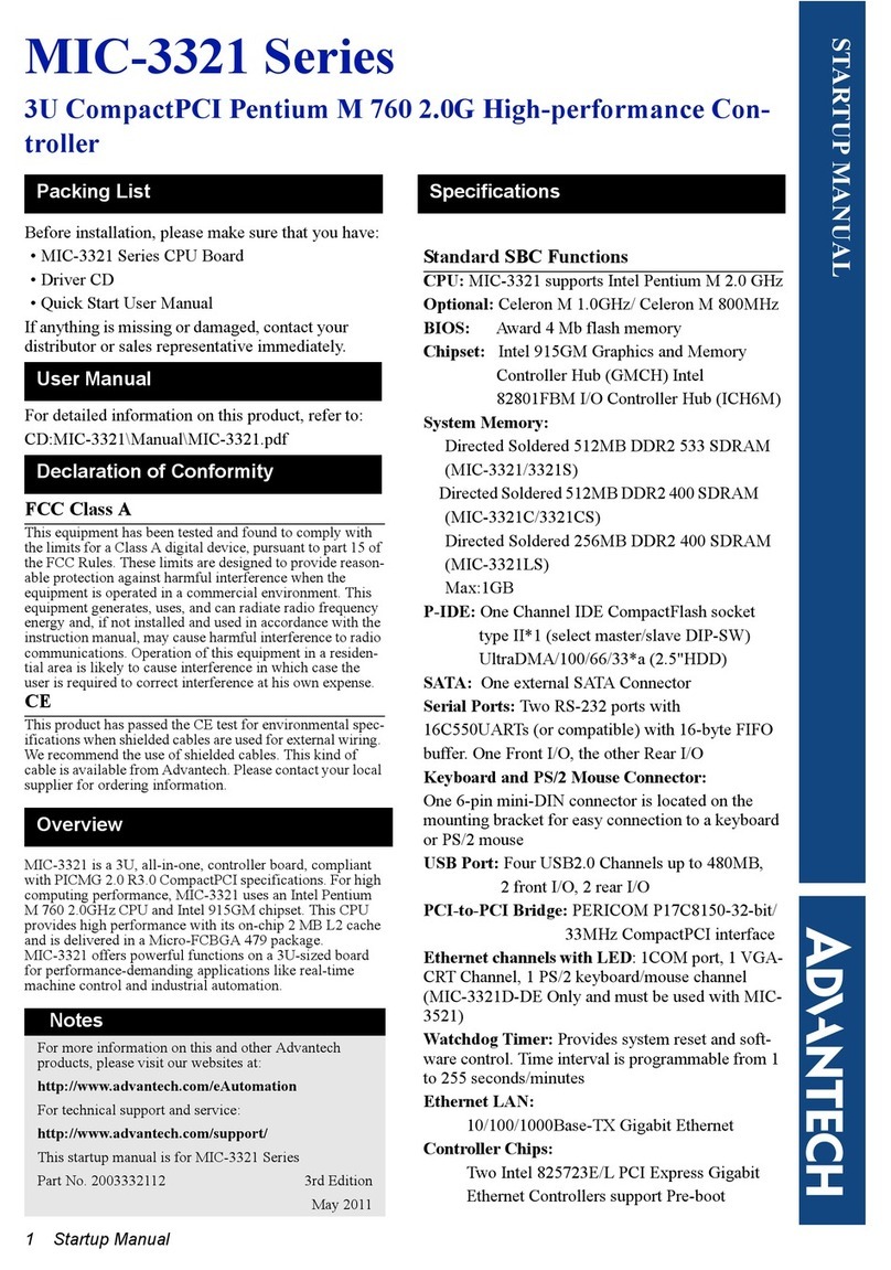 Advantech MIC-3321 Startup manual