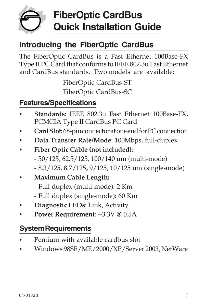 SIIG FiberOptic CardBus Quick installation guide