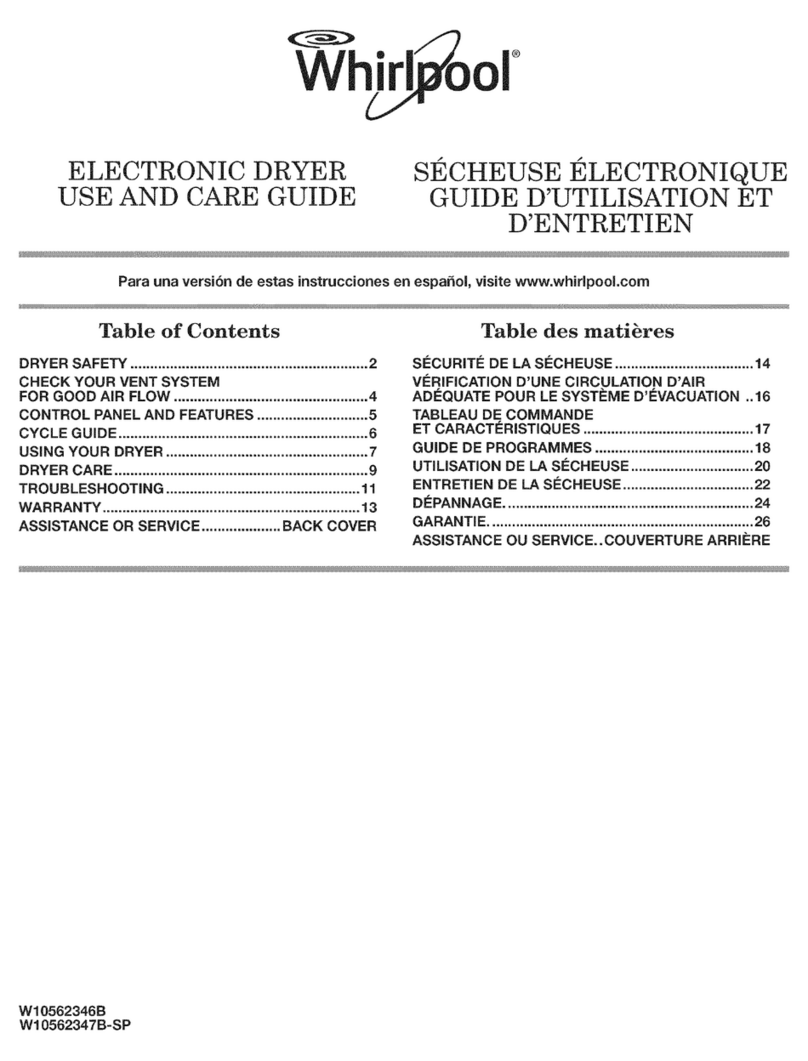 Whirlpool W10562346B Use and care guide Whirlpool W10562346B Use and care guide