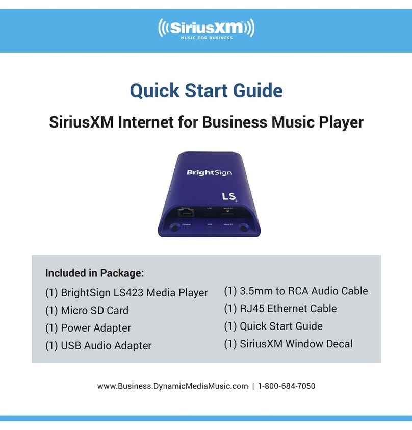 Sirius XM RAdio BrightSign LS423 quick start guide