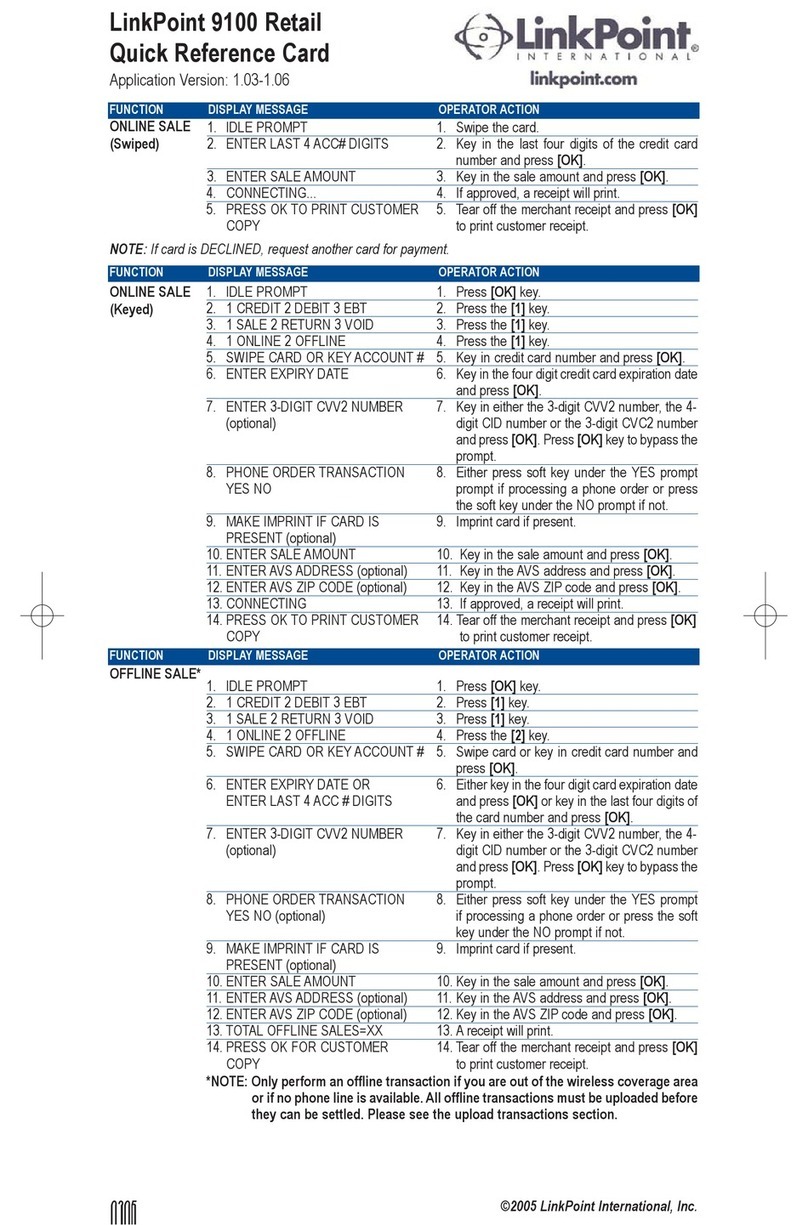 LinkPoint 9100 Quick reference card
