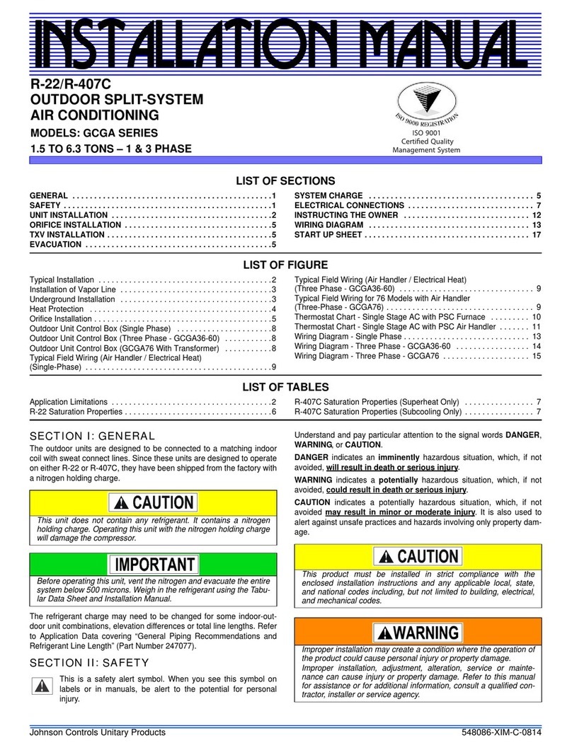 York GCGA SERIES User manual