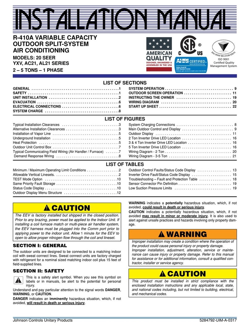 York YXV series User manual