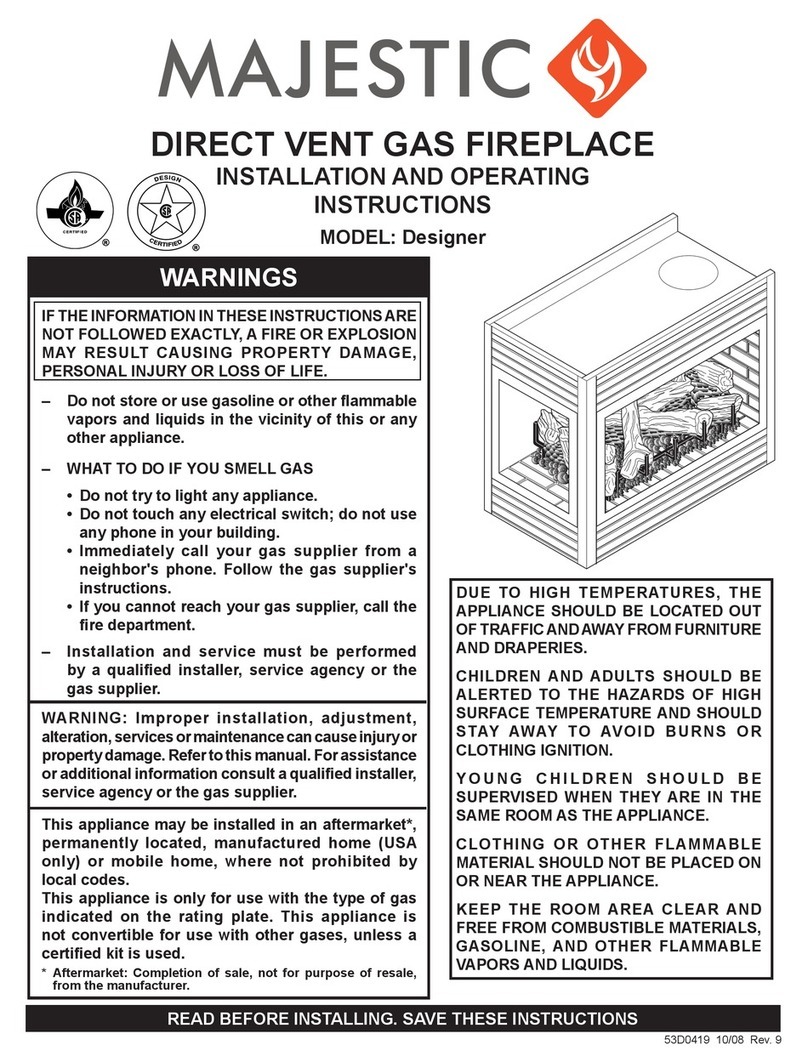 Majestic Designer Installation and operating instructions
