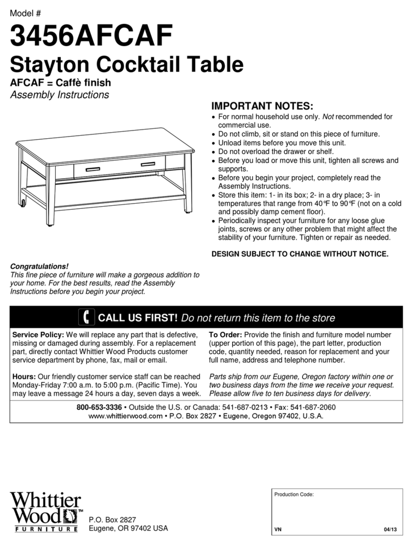 Whittier Wood 3456AFCAF Assembly instructions Whittier Wood 3456AFCAF Assembly instructions