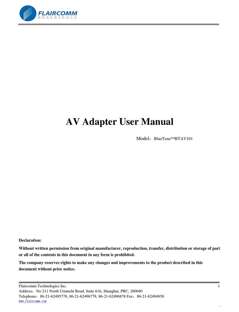 Flaircomm Technologies BlueTone BTAV101 user manual