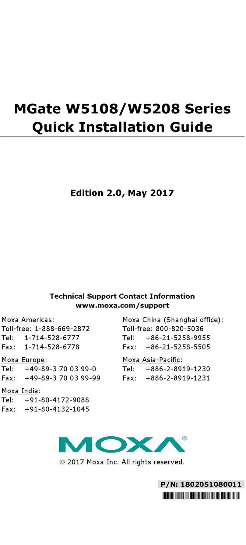 Moxa Technologies MGate W5108 series Quick installation guide Moxa Technologies MGate W5108 series Quick installation guide