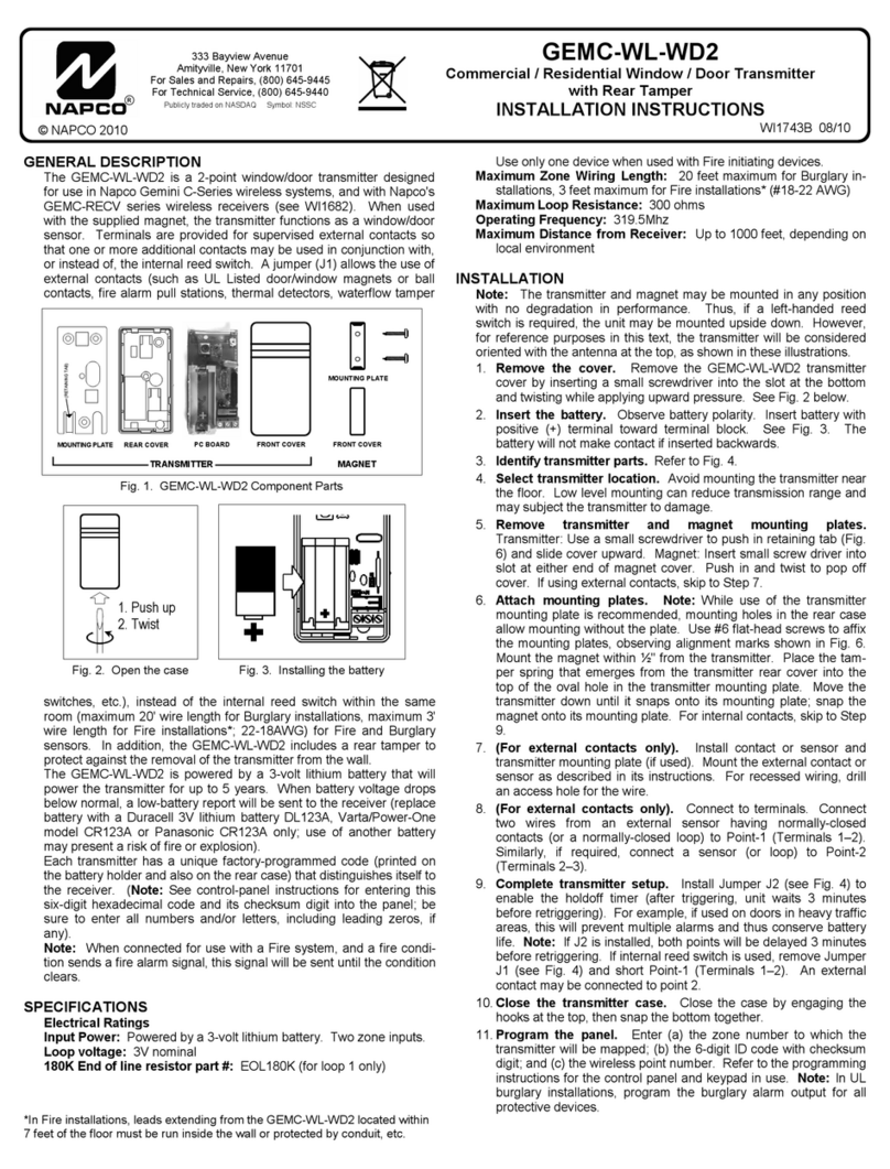 NAPCO GEMC-WL-WD2 installation instructions