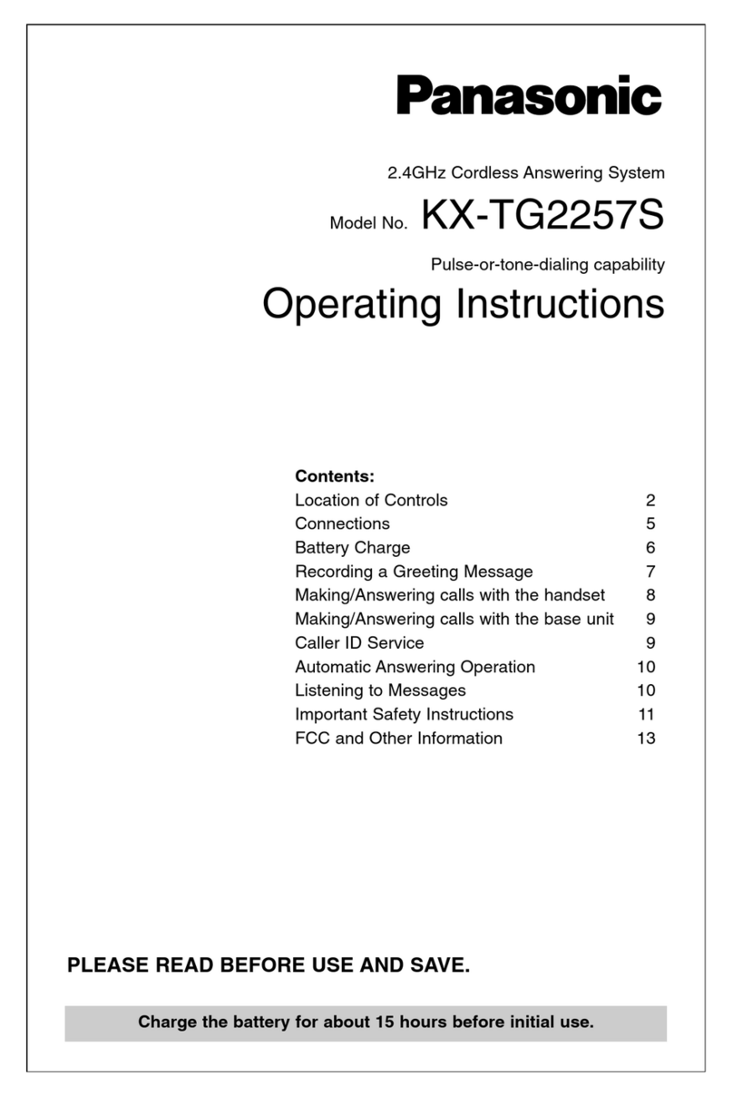Panasonic KX-TG2257S - 2.4 GHz Digital Cordless... operating instructions