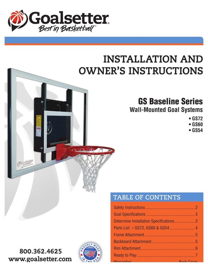 Goalsetter Systems GS72 Installation and owner's instructions
