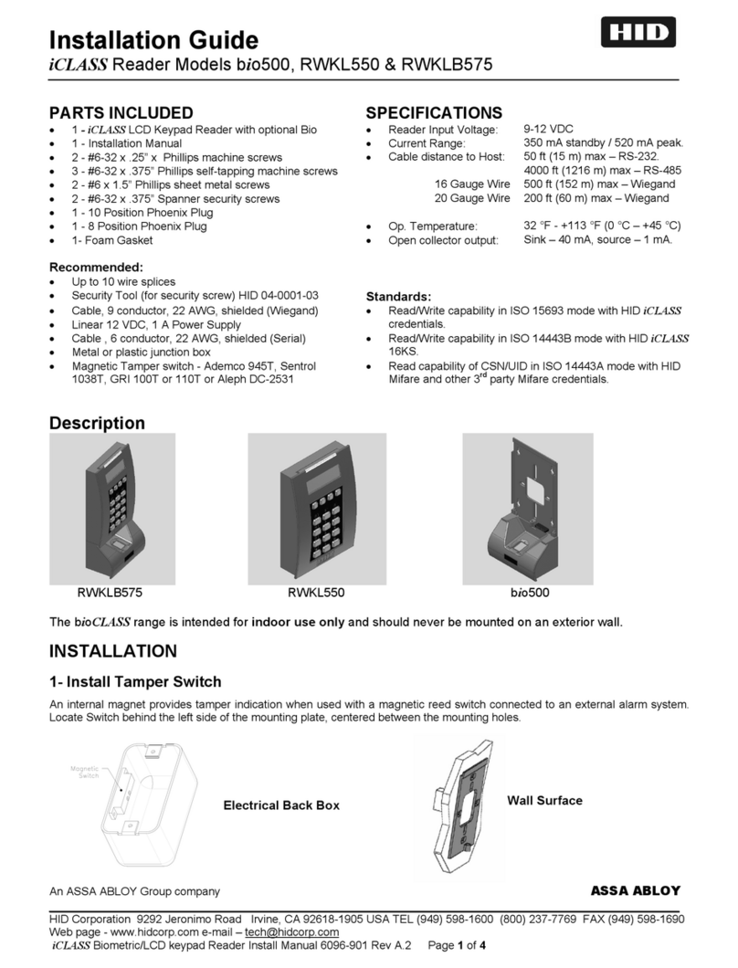 HID iCLASS bio500 User manual